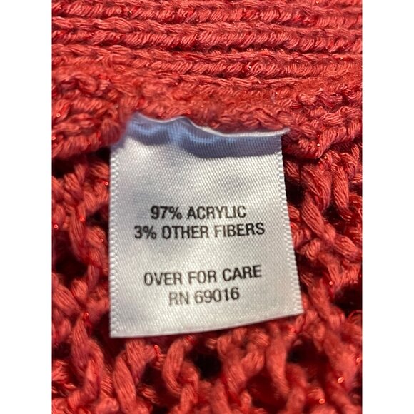Relativity Womens Red Open Knit Sweater Large Lightweight Acrylic Blend Casual - Picture 4 of 5